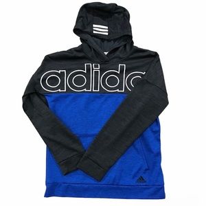 Boys Adidas Light Heather Hoodie Big Kids XL 18/20 Blue Black Pullover